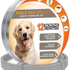 Flea & Tick Collar for Dog 25 Inches, Powerful Dog Flea Collars Lasting 12 Months Protection with Essential Oils & Herbal Components, Extendable Flea Collar for Small, Medium, Large Dogs